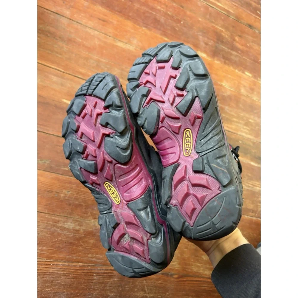 Keen Liberty Ridge Womens 8.5 Black Red Leather Waterproof USA Made Hiking Boots